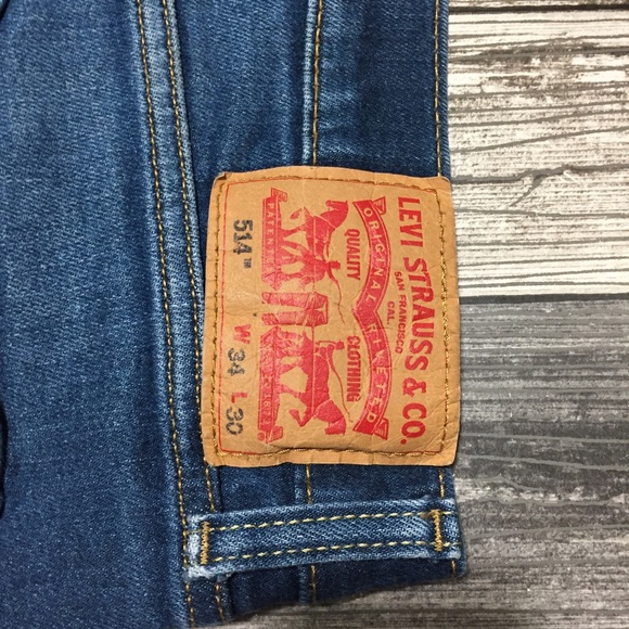 Levi’s 514 Straight Jeans Men’s 34x30 Med Wash Blue Denim Stretch (Read Desc) - Picture 10 of 13